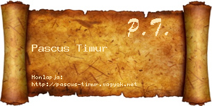 Pascus Timur névjegykártya